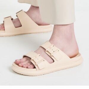 Vince Jady Cream EVA Rubber Buckle Slide Sandals, Size 8
